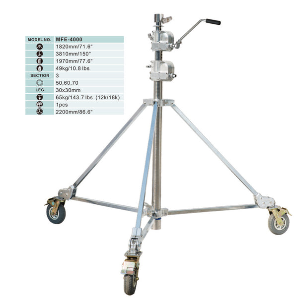 ALUMOTECH MFE-4000 Heavy Duty Light Stand Load 65KG Tripod For Film TV Radio Broadcasting Studio Video Photography Supporting Equipment